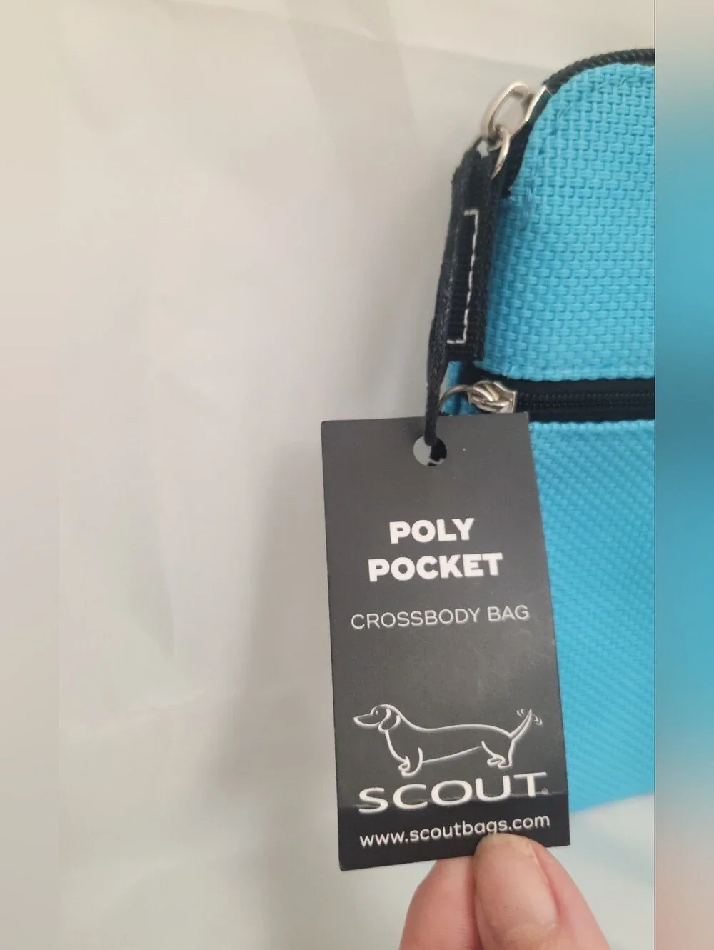 Scout Poly Pocket Small Crossbody Bag in Turquoise with Multicolor Strap - Picture 4 of 6